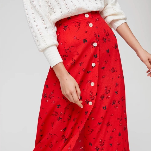 Aritzia Wilfred Red Amelie Midi Skirt - Picture 2 of 4